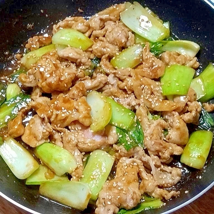 青梗菜と豚肉の簡単オイスター炒め